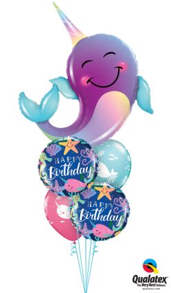 Bukiet 1270 Friendly Narwhal Birthday Qualatex #87956 87998-2 88401-2