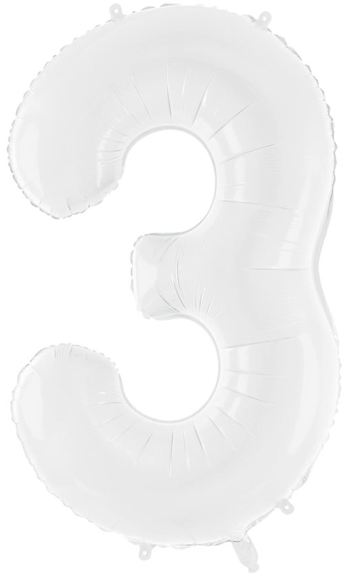 34" / 86cm Balon foliowy Cyfra ''3' biały PartyDeco #FB130-3-008