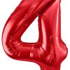 34" / 86cm Balon foliowy Cyfra ''4'' czerwony PartyDeco #FB1M-4-007