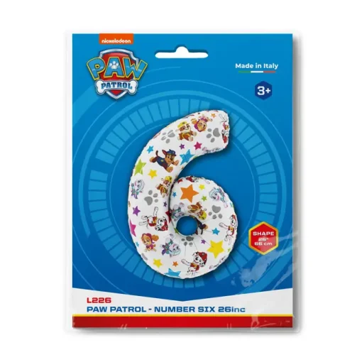 26" / 49x72cm Balon foliowy Cyfra ''6'' Psi Patrol / Paw Patrol - Number Six Grabo #L226